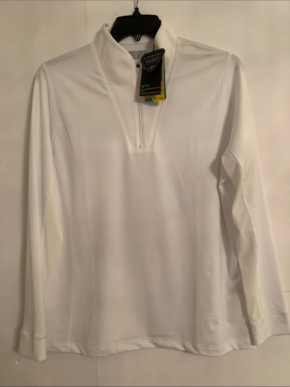 NWT Callaway White Long-Sleeve Quarter Zip Performance Sweater UPF50 Size XXL
